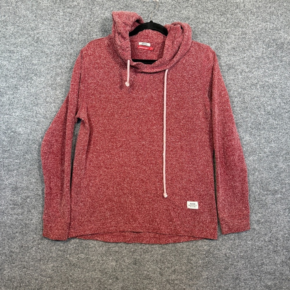 Katin‎ Shirt Mens Small Red Hooded Long Sleeve Knit Pullover Surfer Outdoors